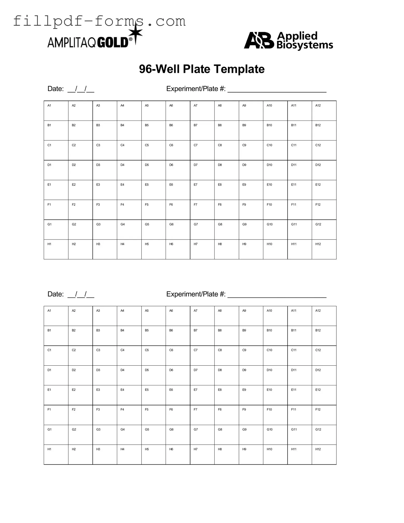 96 Well PDF Form
