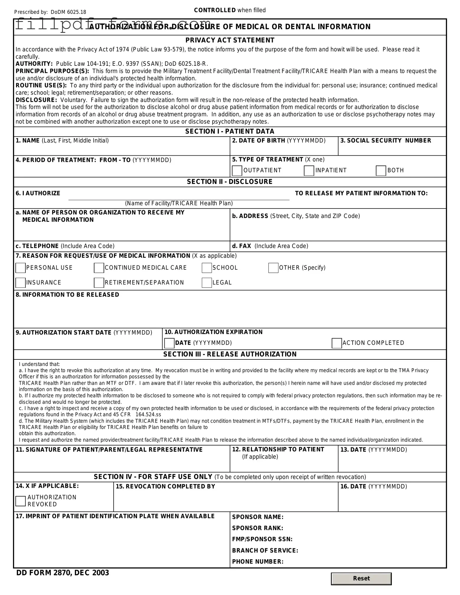 DD 2870 PDF Form