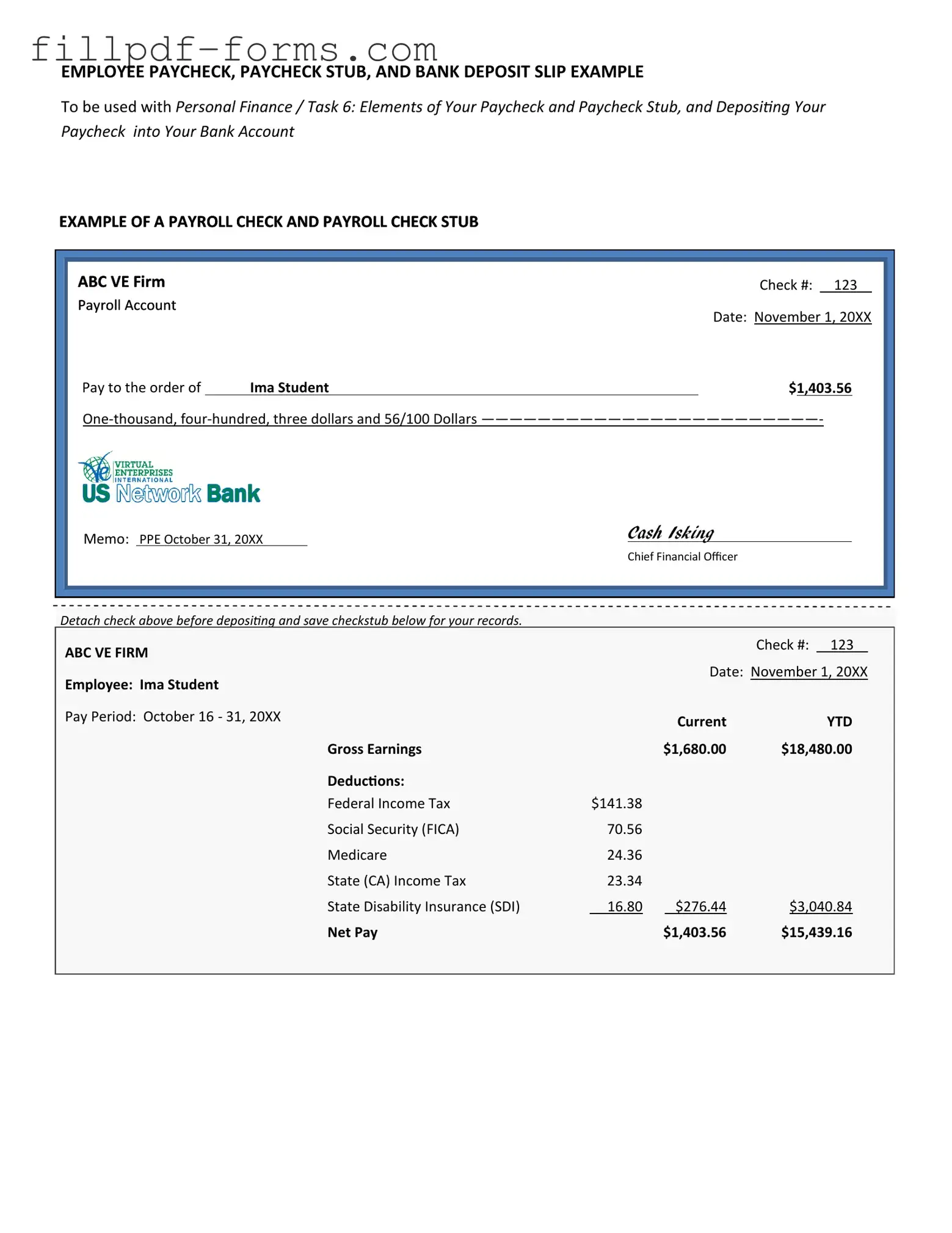 Payroll Check PDF Form