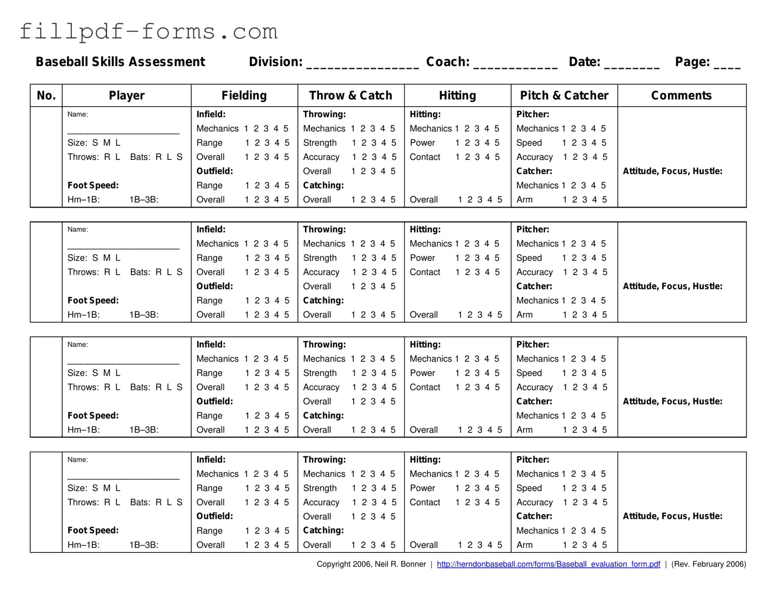 Baseball Assessment PDF Form