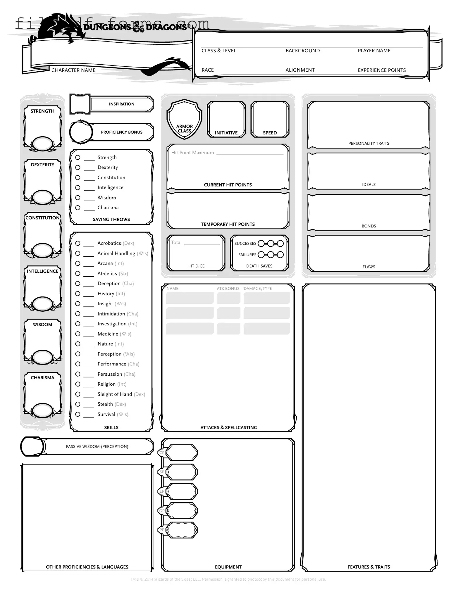 Dnd Character Sheet PDF Form