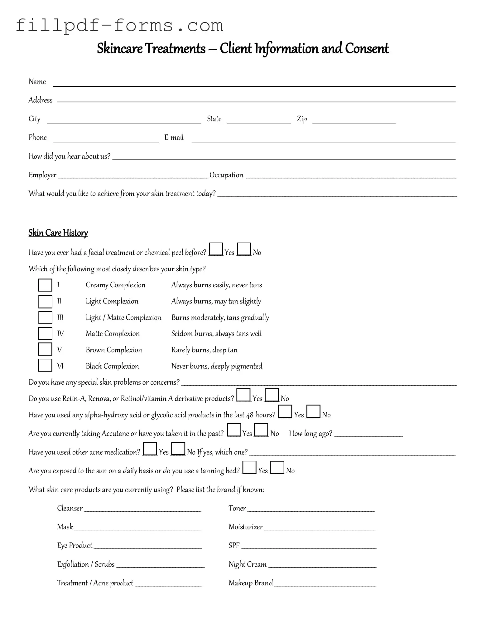 Facial Consent PDF Form
