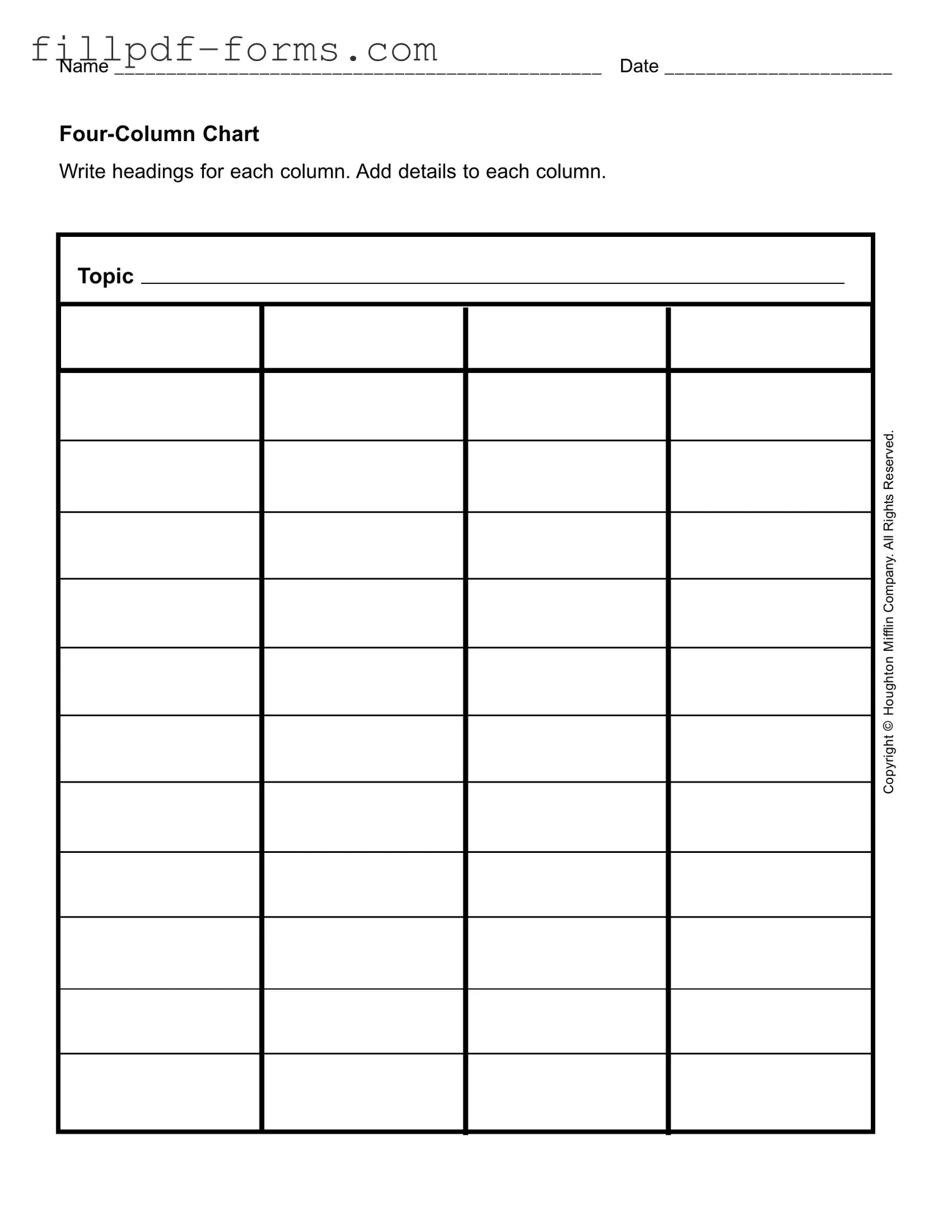 Four Column Chart PDF Form