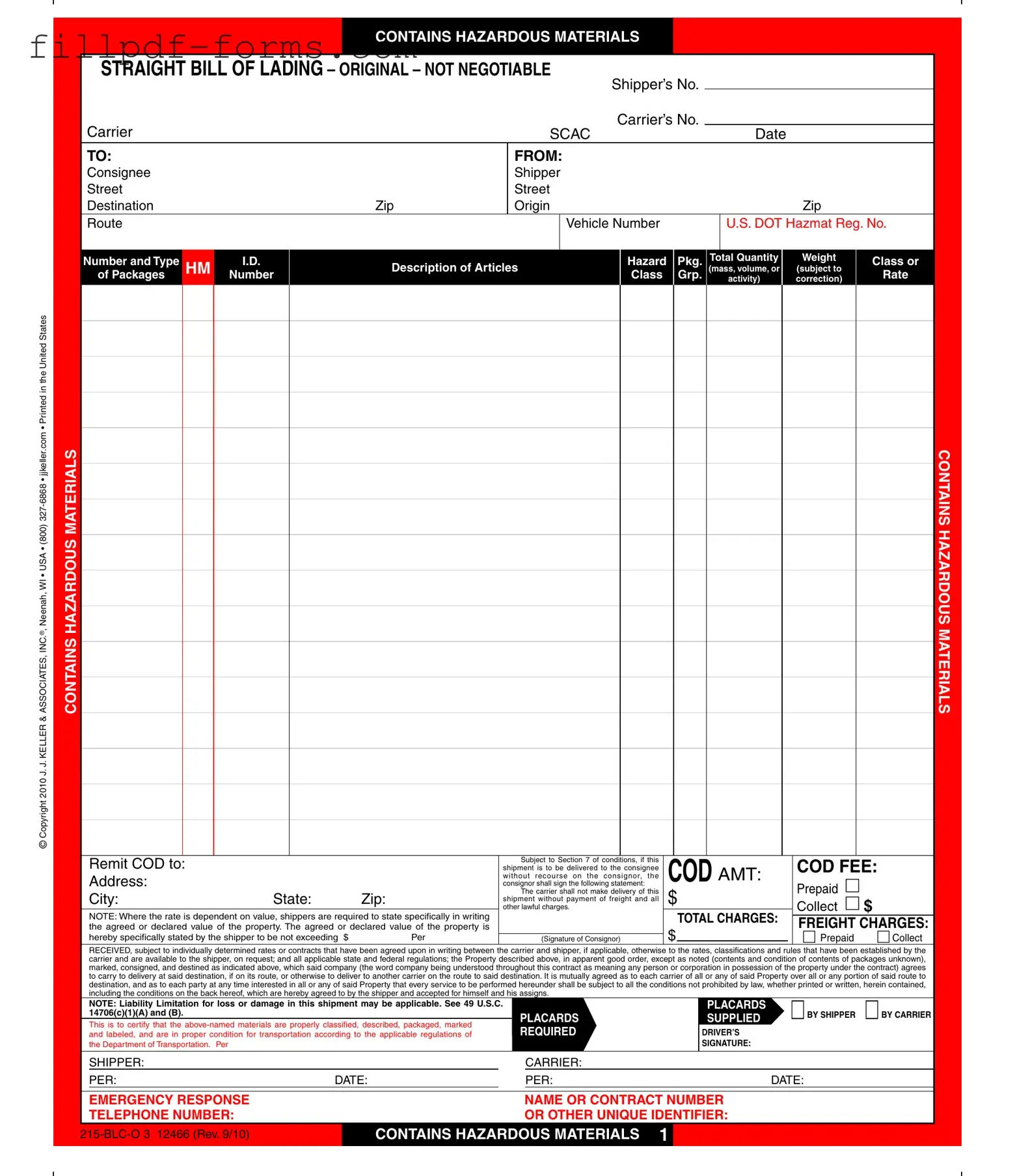 Hazard Bill Of Ladden PDF Form