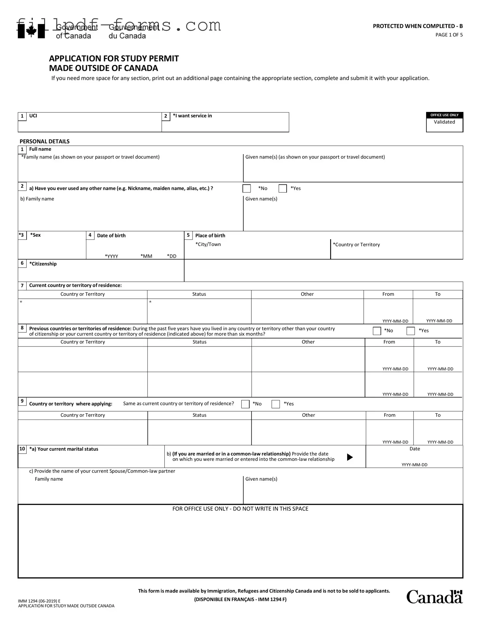 Imm 1294 PDF Form