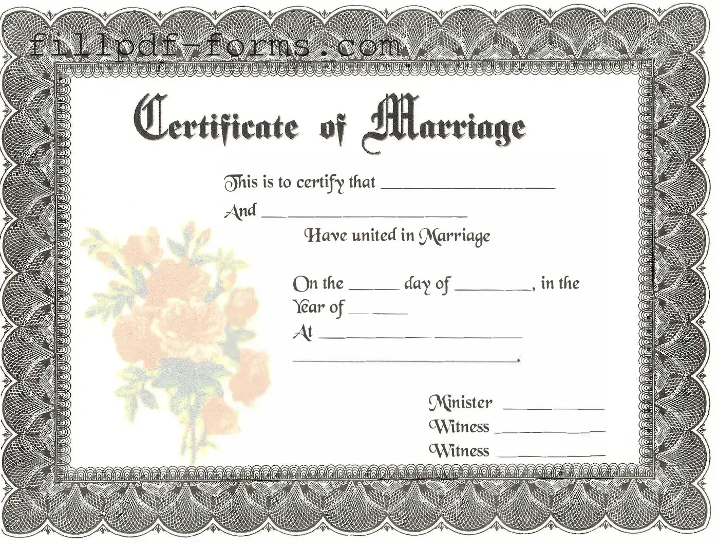 Marriage Certificate PDF Form