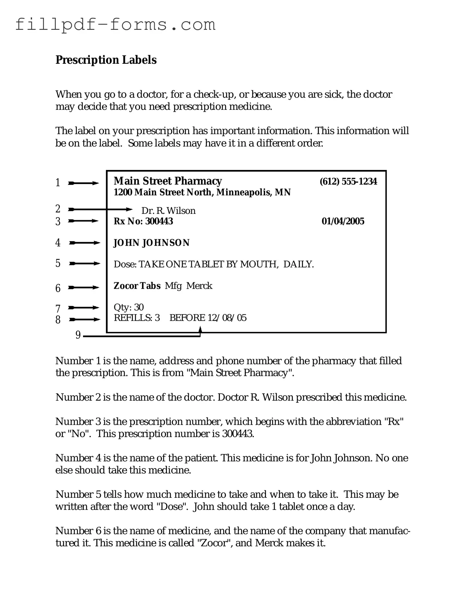 Prescription Label PDF Form