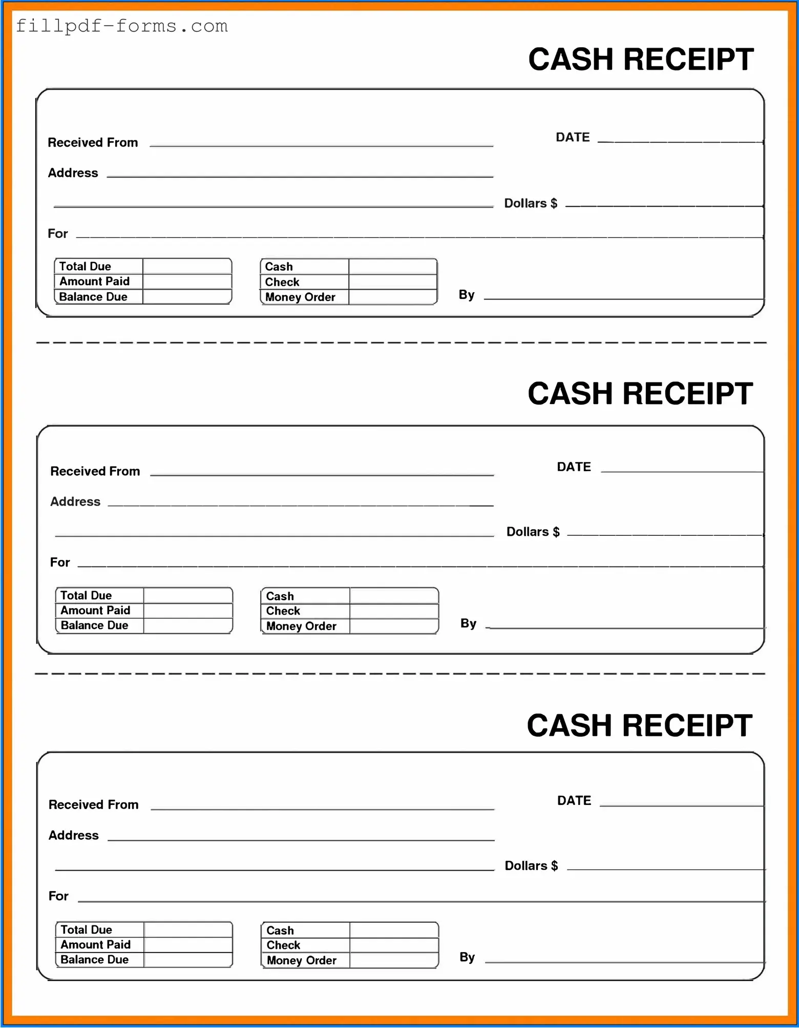 Cash Receipt PDF Form