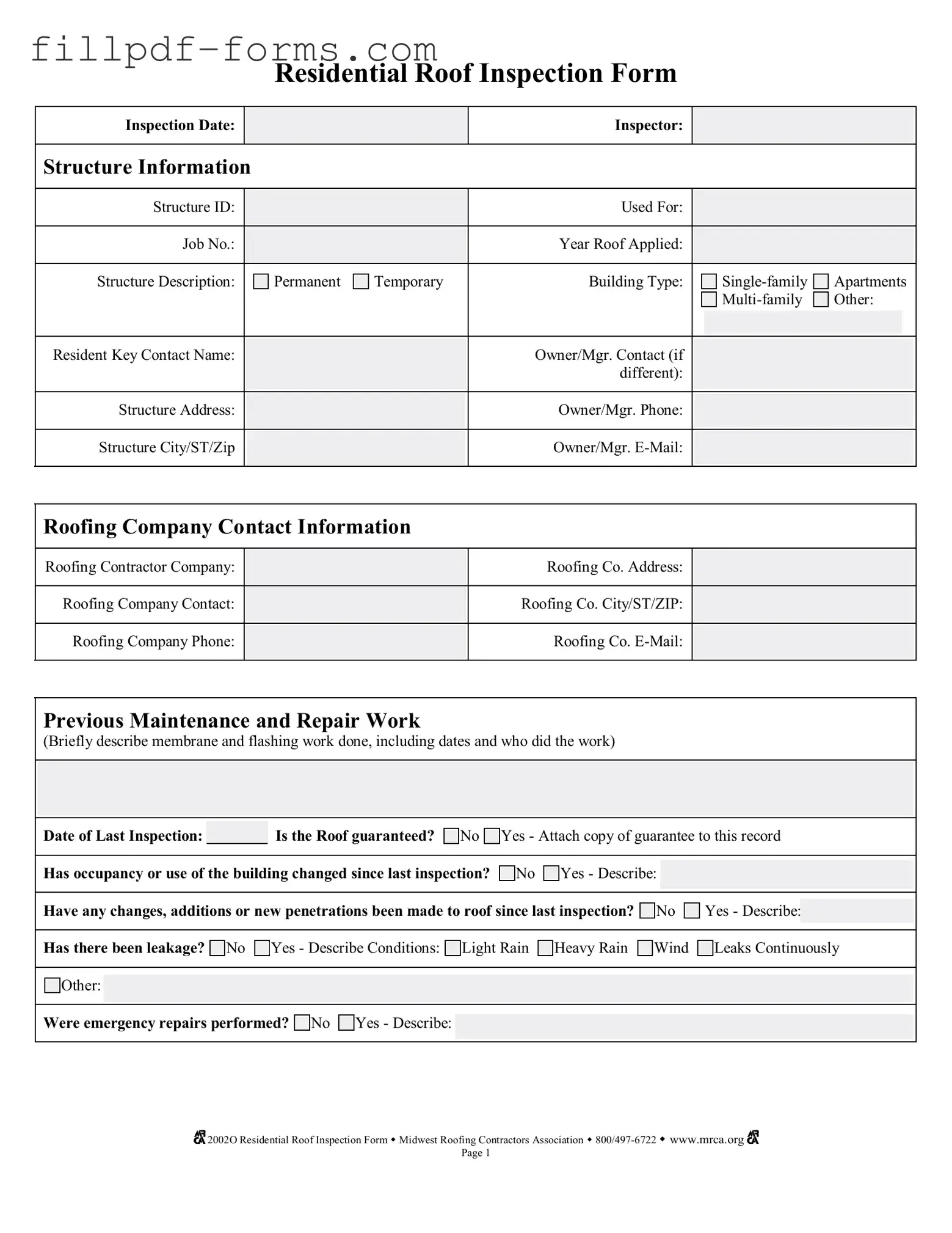 Roof Inspection PDF Form