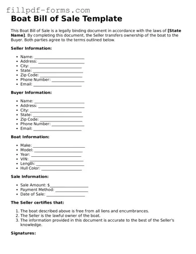 Fillable Boat Bill of Sale Template