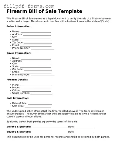 Fillable Firearm Bill of Sale Template
