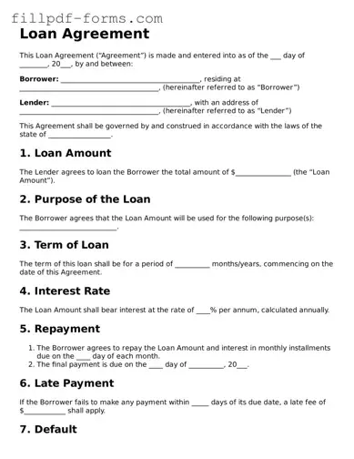 Fillable Loan Agreement Template