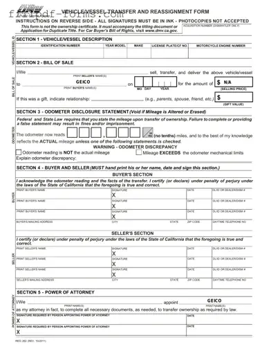 California Fotm Reg 262 PDF Form