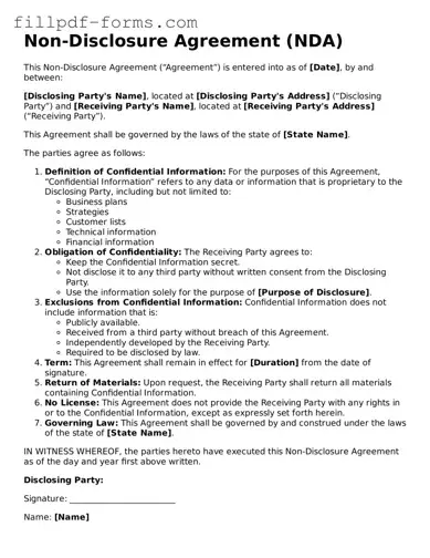 Fillable Non-disclosure Agreement Template