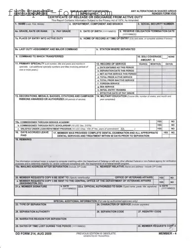 Dd 214 PDF Form