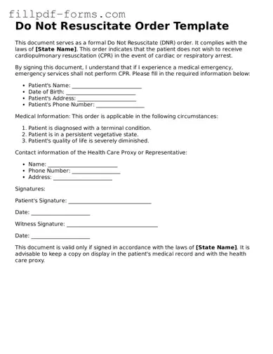 Fillable Do Not Resuscitate Order Template