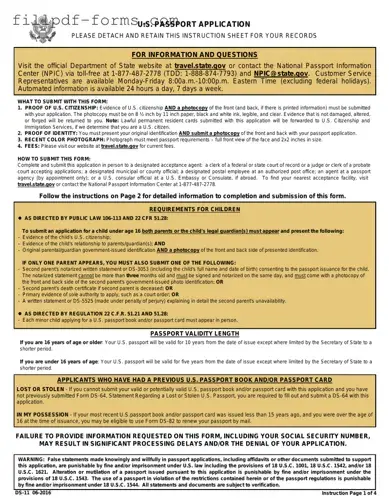 DS-11 U.S. Passport application PDF Form