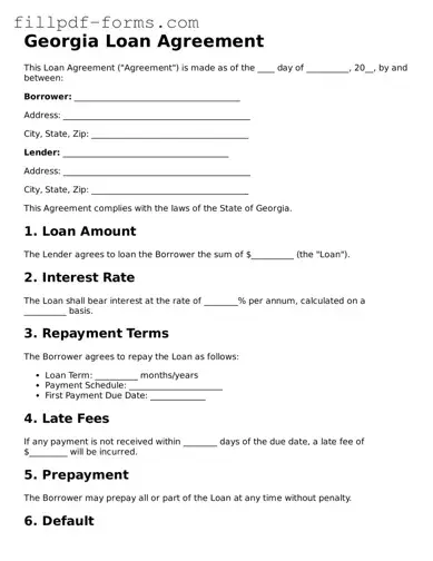 Fillable Loan Agreement Template for the State of Georgia