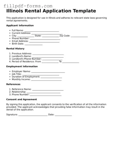 Fillable Rental Application Template for the State of Illinois
