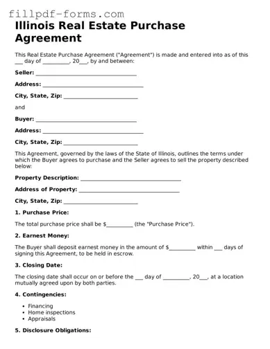 Fillable Real Estate Purchase Agreement Template for the State of Illinois