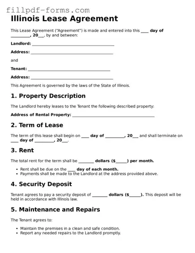 Fillable Lease Agreement Template for the State of Illinois