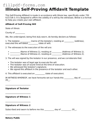 Fillable Self-Proving Affidavit Template for the State of Illinois