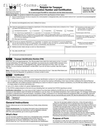 IRS W-9 PDF Form