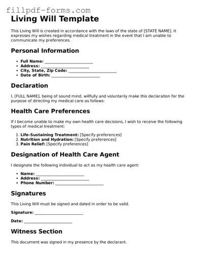 Fillable Living Will Template