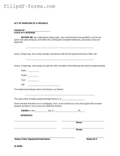 Louisiana act of donation PDF Form