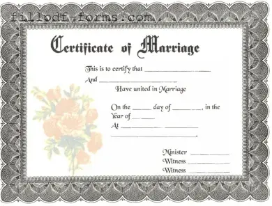 Marriage Certificate PDF Form