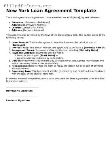Fillable Loan Agreement Template for the State of New York