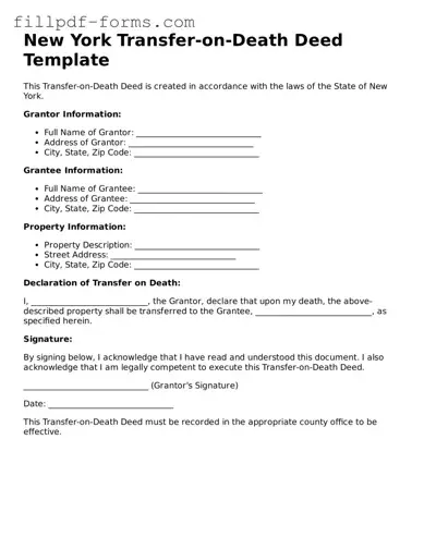 Fillable Transfer-on-Death Deed Template for the State of New York