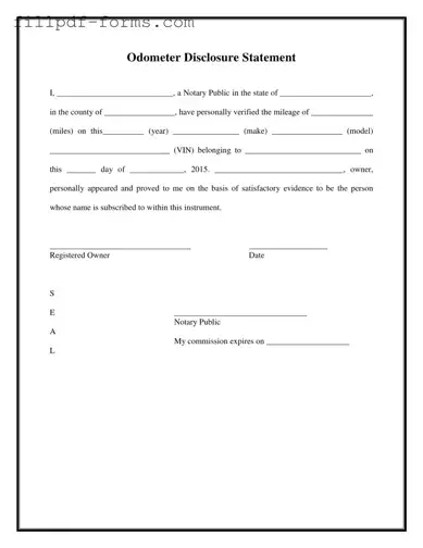 Notarized Odometer Statement PDF Form