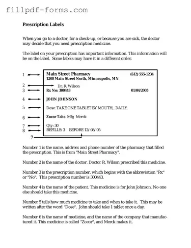Prescription Label PDF Form