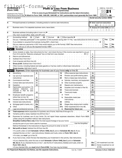 IRS Schedule C 1040 PDF Form