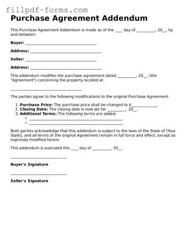 Fillable Purchase Agreement Addendum Template