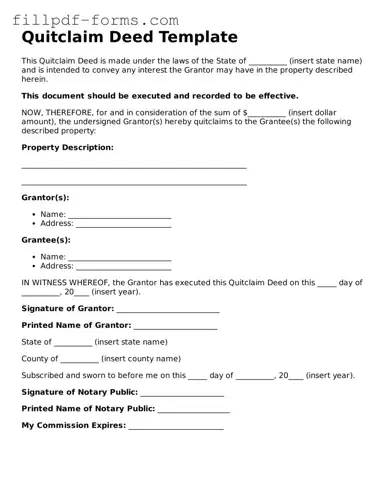 Fillable Quitclaim Deed Template