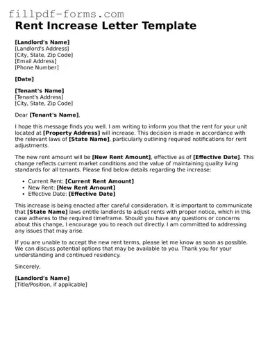 Fillable Rent Increase Letter Template