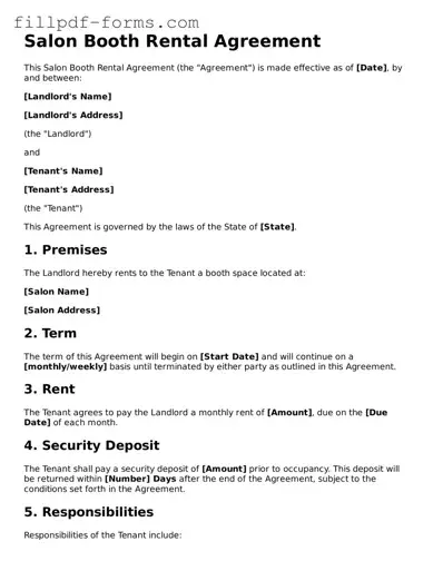 Fillable Salon Booth Rental Agreement Template