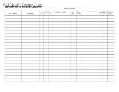 Stock Transfer Ledger PDF Form