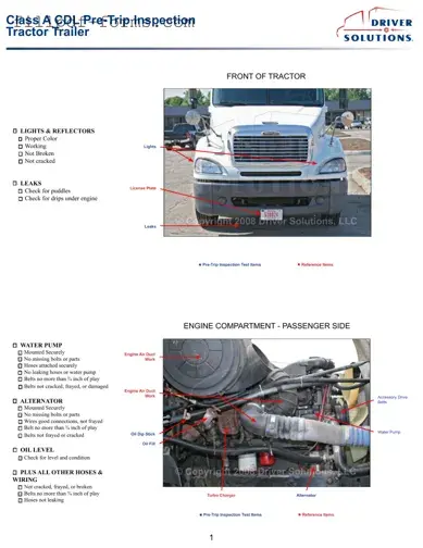 Pre Trip Inspection Checklist PDF Form