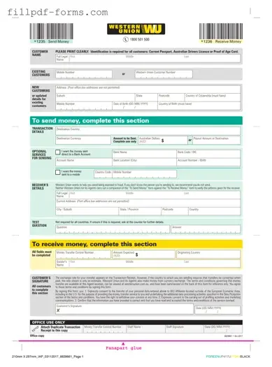 Western Union PDF Form