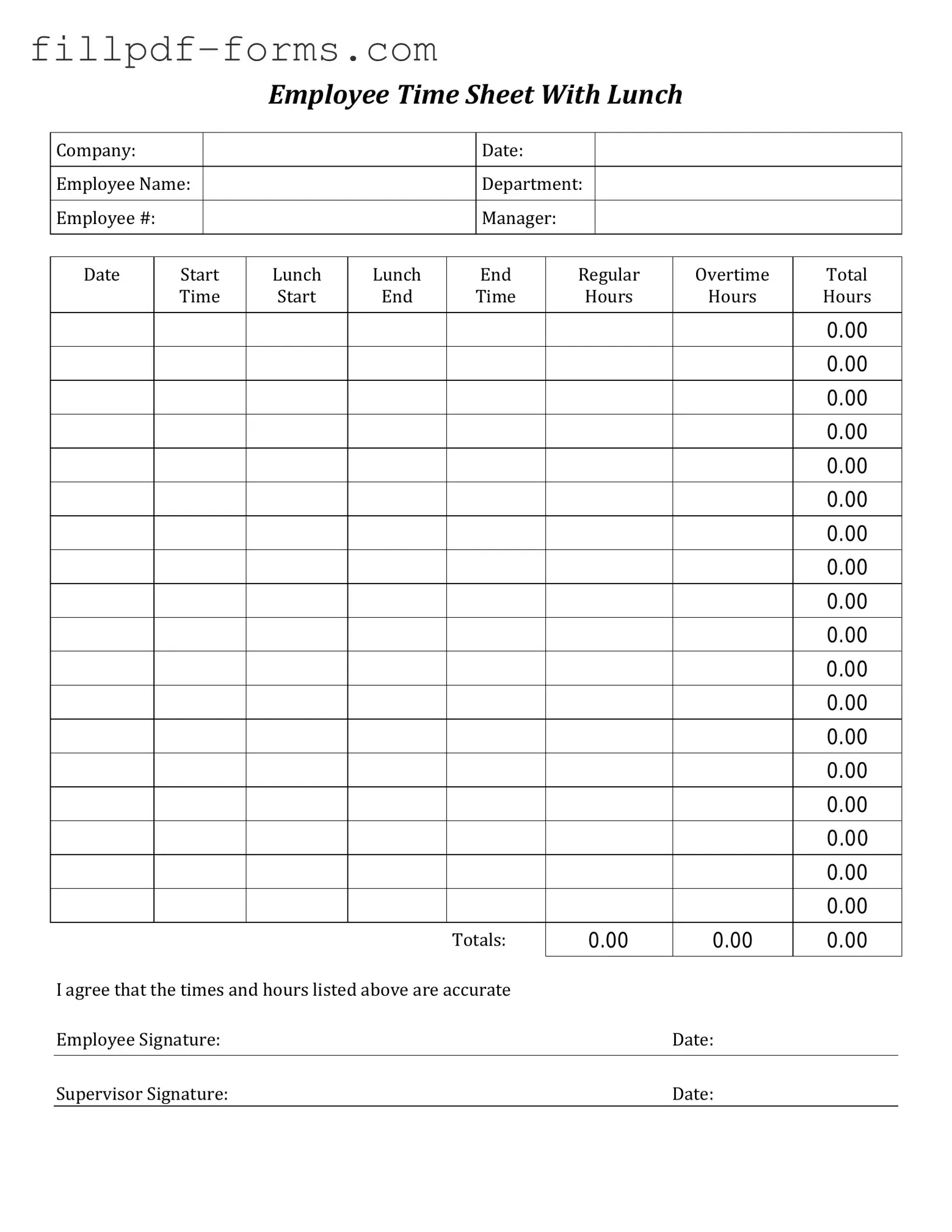 Time Card PDF Form